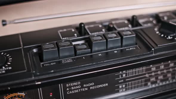 Vintage Boombox Play and Stop Buttons, Technology Stock Footage ft ...