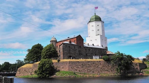 View of Vyborg Castle Medieval Swedish Stronghold Set on an Island