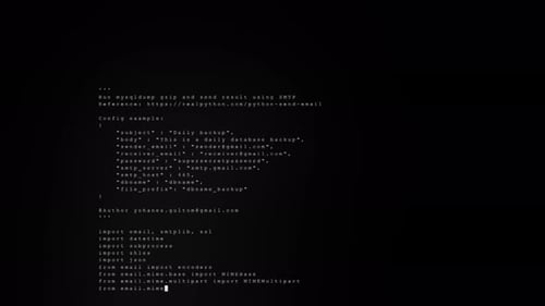 Futuristic Code Stream Overlay on Black Background, Digital Data Motion Graphics 6