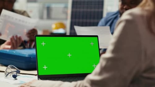 Industrial Plant Researchers Work on Breakthroughs Using Mockup Laptop