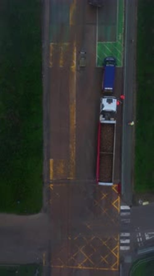 Overhead View of Intersection with Red Truck