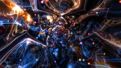 4K Gorgeous Fantasy Sci Fi Streamer Particle Tunnel Rotating Shuttle