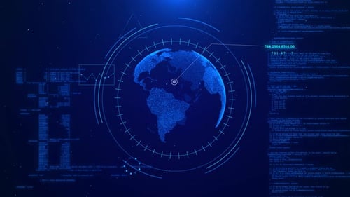 Connections Ai Network 3D Animation de la Terre Contexte Monde numérique Global Hacking Connections