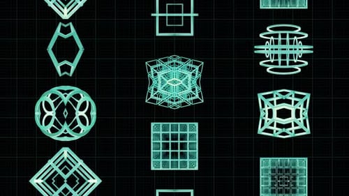 Animated Digital Geometric Wireframe Shapes Seamless Loop