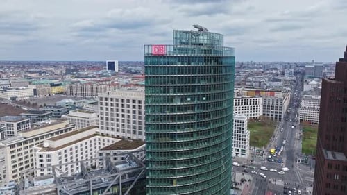 Drone shot of Modern architecture buildings and famous skyscrapers