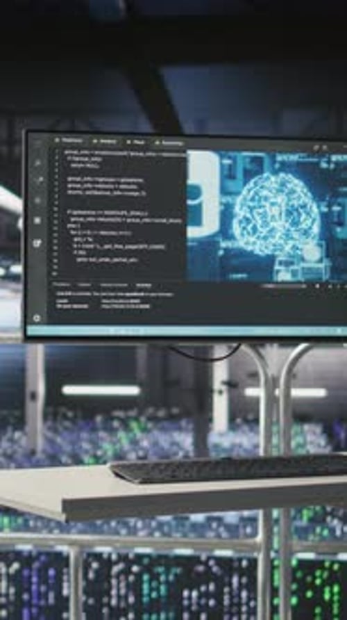 Vertical Video Server Hub Computer Monitoring Systems Processing Machine Learning Datasets