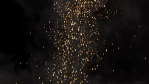 Falling Golden Sparks and Smoke Particles Overlay