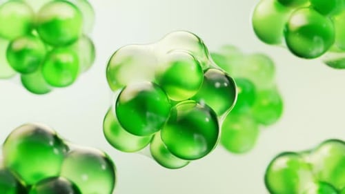 Transparent green bubbles background