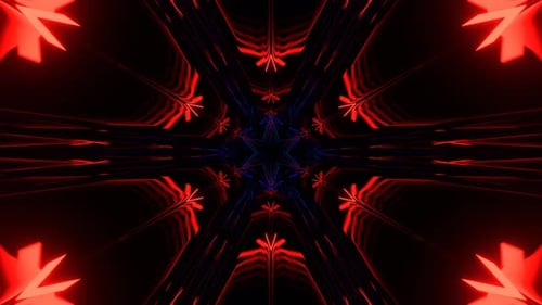 Deep Blue And Red Geometric Neon Strobe Cyber Tunnel Background Vj Loop In 4K