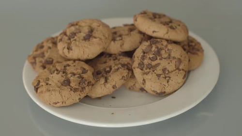 Pile of Chocolate Chip Cookies on a Plate