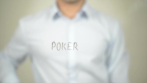 Poker, Man Writing on Transparent Screen