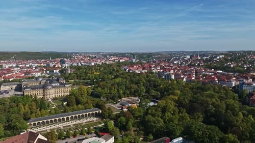 Aerial drone view of the Würzburg Residence (Residenz Würzburg) in Germany