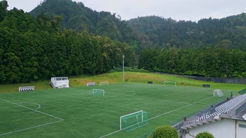 Football Field Green Forest Nature Sport Lawn Playground in National Woodland