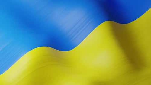 Waving Blue and Yellow Fabric Flag Background
