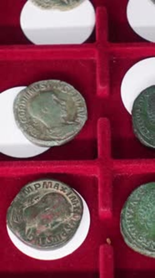 Vertical Video of Roman Coins