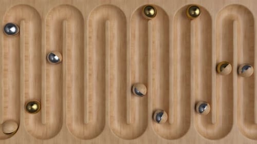 Labyrinth mit rollenden Holzkugeln zur Therapie.Einfaches Brettspiel-Labyrinth, scheinbar von oben.Achtsamkeit
