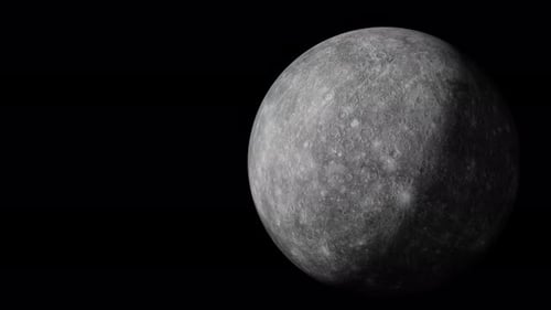 Planet Merkur mit Alphakanal-Overlay-Ansicht aus dem Weltraum, 3D-Rendering. Planeten des Sonnensystems