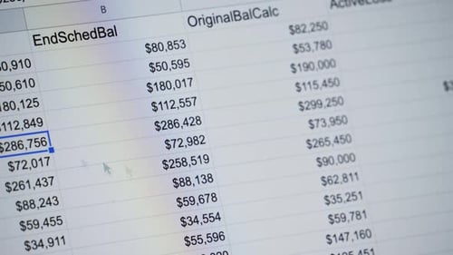 Closeup of Financial Cash Flow Data on PC Screen Tax Report Year Declaration