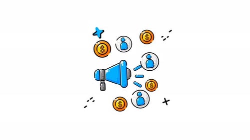 Animated Megaphone Promoting Business Communication with User Icons