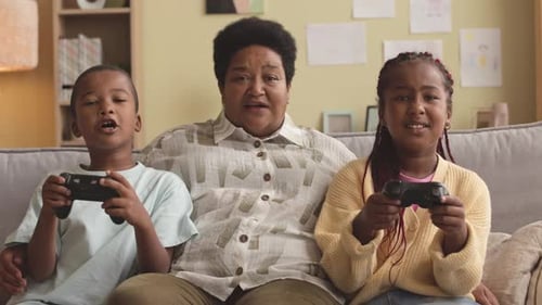 Family Gaming Together at Home