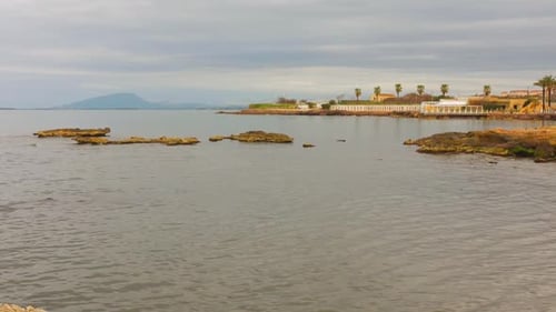 Scenic View Of Marsala Coastal Town In Western Sicily, Italy. Wide Shot