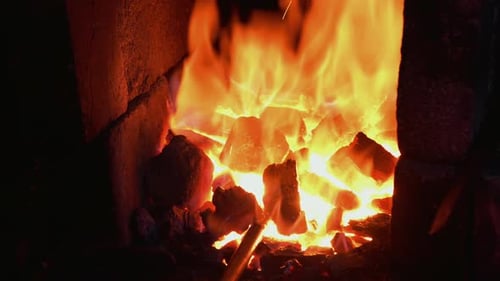 Intense Flames Burning Brightly