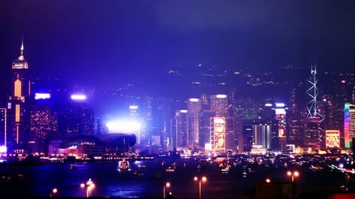 Hongkong-Stadtbild bei Nacht. Zeitraffer. Hohe Qualität — Original