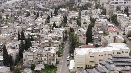 Corona Virus days, Empty street and closed shops at of Haifa Talpiot food market