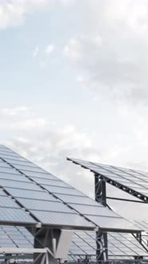 Solar Panels Adjusting to Sunlight Renewable Energy Visualization Vertical Animation