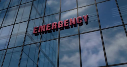 Concepto de edificio de vidrio para hospitales de emergencia