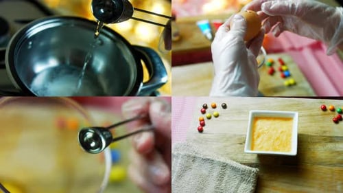 Four Videos with the Preparation of Mexican Sombrero Cookies on Caramel Flan