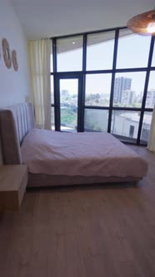 Minimalist interior design of modern living room in cottage in forest.