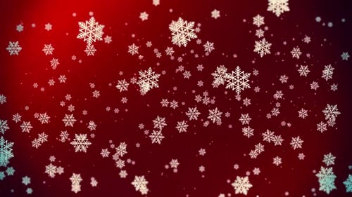 Snow Falling on Golden Sky with Red Particles in the Winter Christmas Loop Background