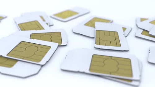 Close-Up Pan Over Numerous SIM Cards