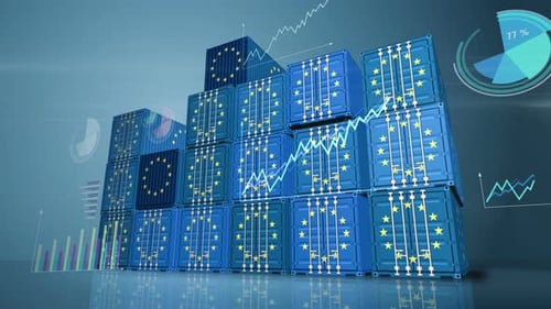EU export cargo containers with diagrams charts