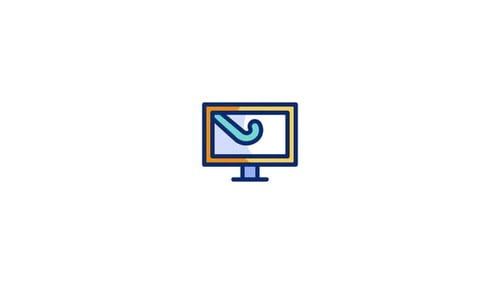 Animated Flat Design Monitor Icon with Checkmark