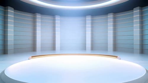 Podium Futuristische Vitrine mit Plattform für Produktausstellungen. Leeres modernes Bühnendisplay