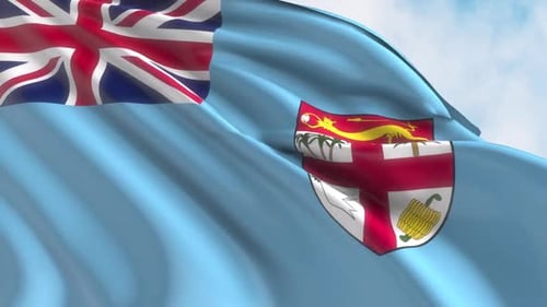 Fiji Flag Waving in the Wind with Realistic Fabric Motion