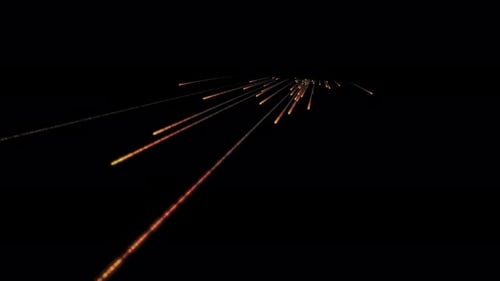 Meteor shower toward camera on transparent background