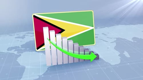Guyana Economic Decline Bar Chart Graph Downward Green Arrow