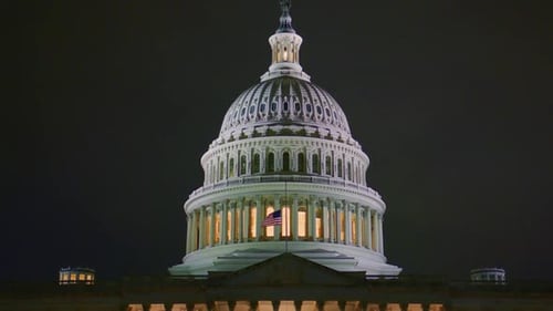 US Capitol Glowing at Night Capitol Dome Illuminated Washington DC Landmark at Night US Capitol