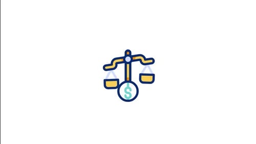 Animated Financial Scale Icon Balancing Dollars