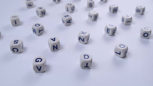 Cubes or Blocks Word with Letters Randomly on a White Background the Concept of a School Education