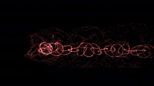 Dynamic Red Particle Stream Fluid Motion Reveal