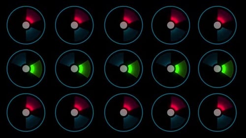 Abstract Digital Circles Grid Scanning Light Animation