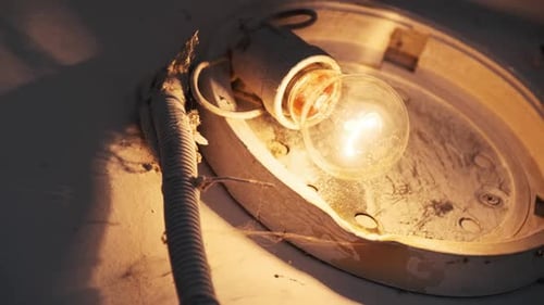 Close Up of Old Dusty Lamp Fixture