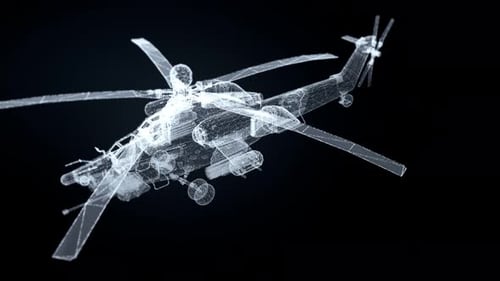 Futuristic tactical head up display of holographic attack helicopter digitally generated image virtu