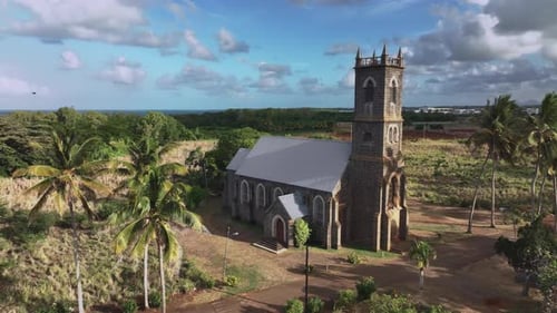 Old Cathedral Chapel Among The Nature Of Mauritius