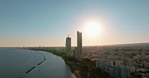 Aerial Panorama of Limassol City at Sunset with Coastal Splendor