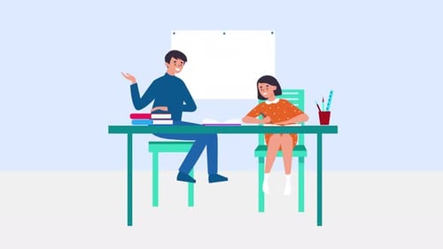Flat Design Animation of Teacher and Student Learning